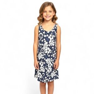 Winnie Fashion Girl’s Size 7 Hawaiian Blue Tropical Floral Dress Made in Hawaii